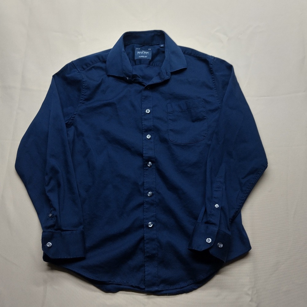Savile Row Company Mens Navy Blue Classic Fit Button Down Shirt S 14-14.5 32/33